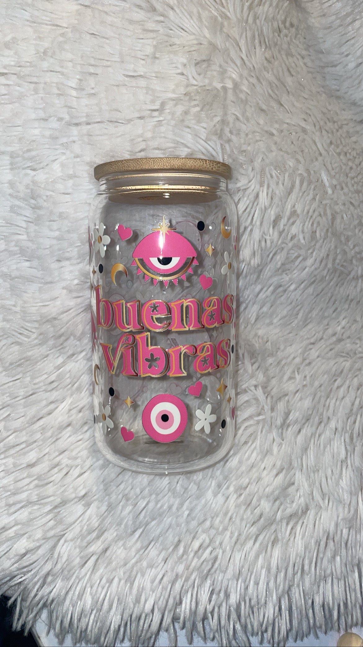 Buenas Vibras 16oz glass can cup