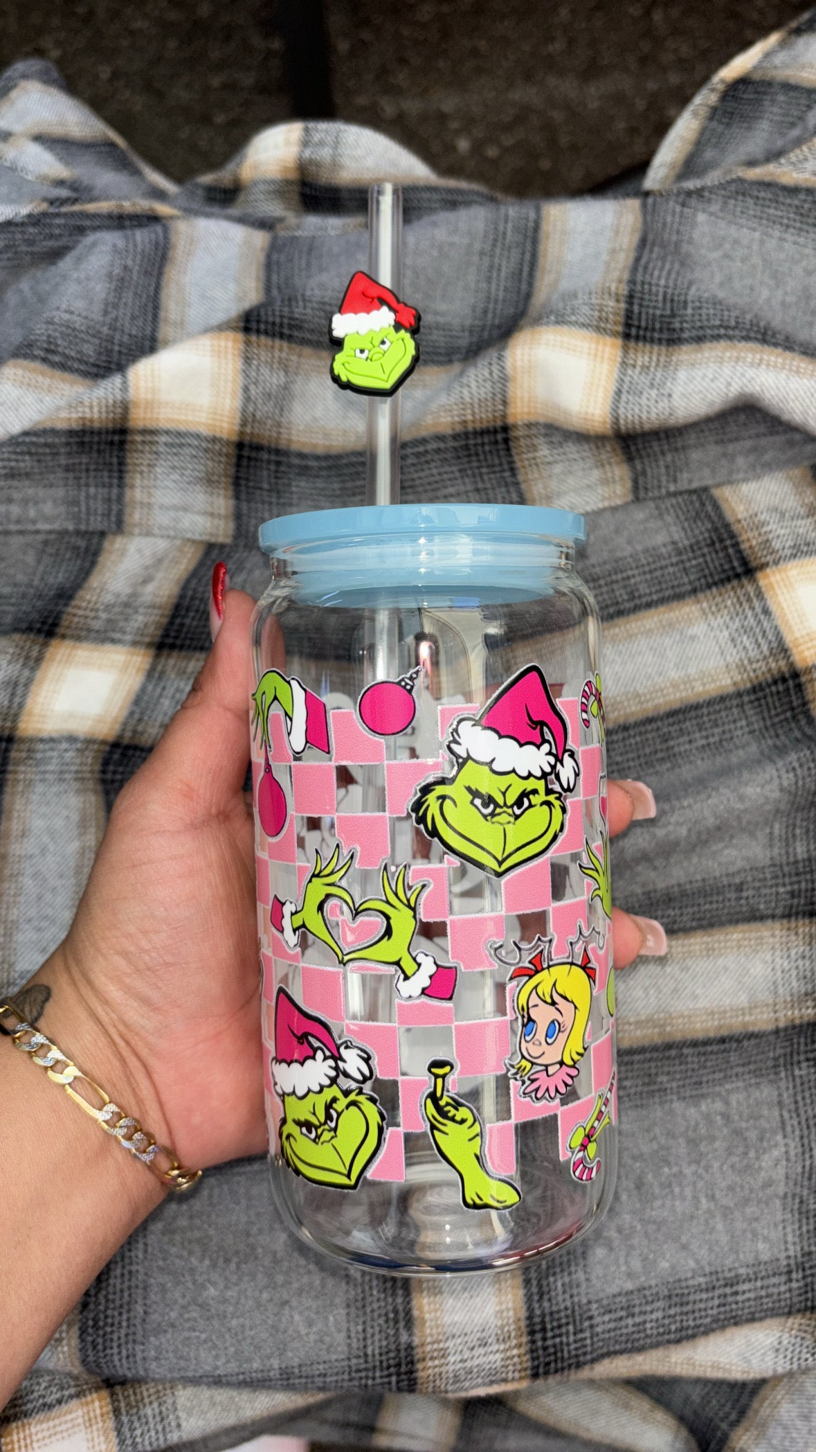 Grinch 16oz Glass can