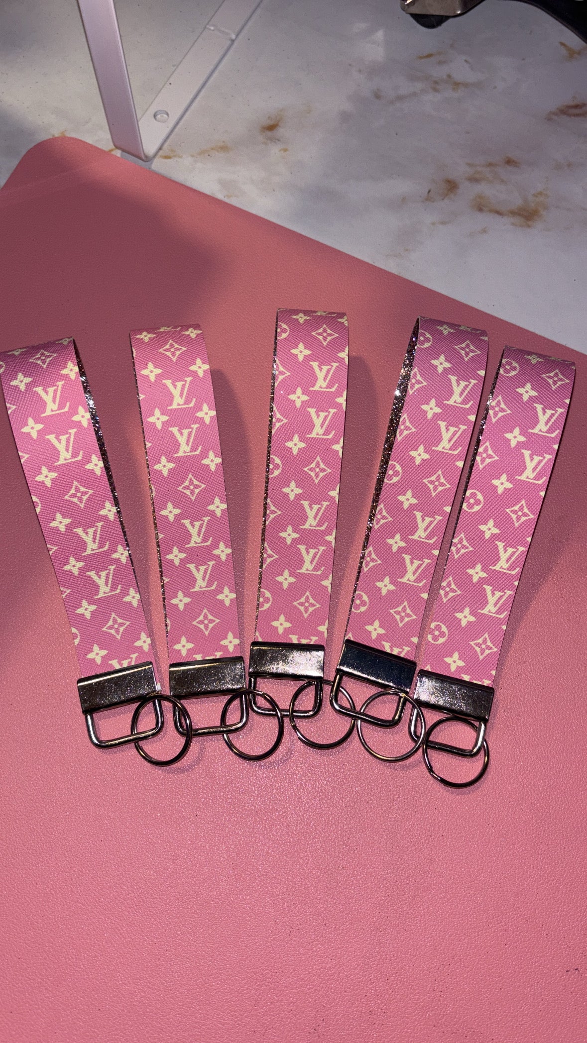 Pink LV wristlet