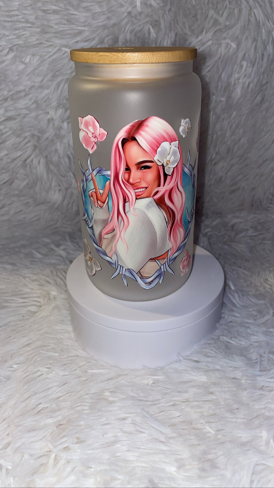 Karol Flower Inspired 16oz Glass Cup