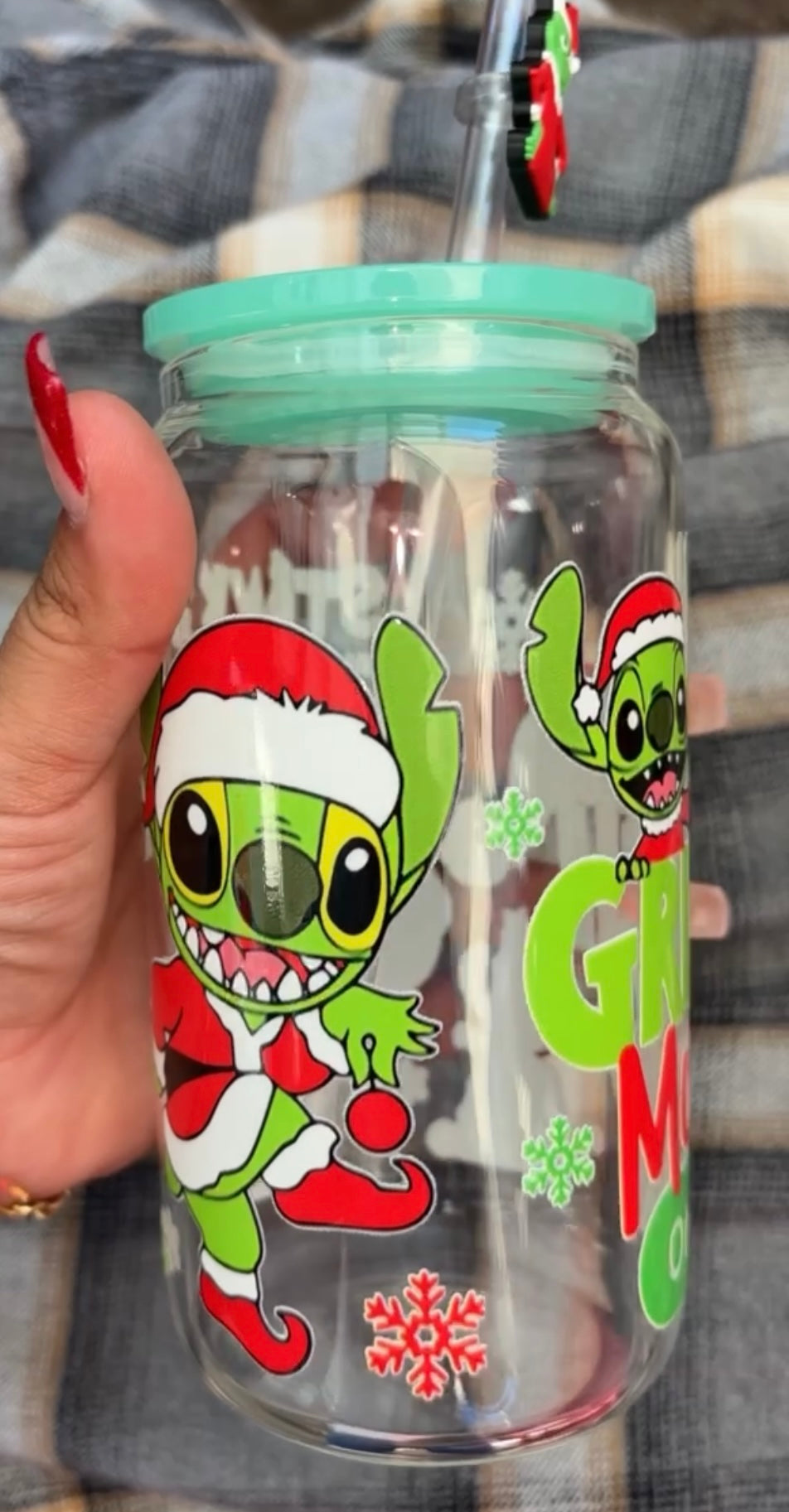 Grinch 16oz Glass can