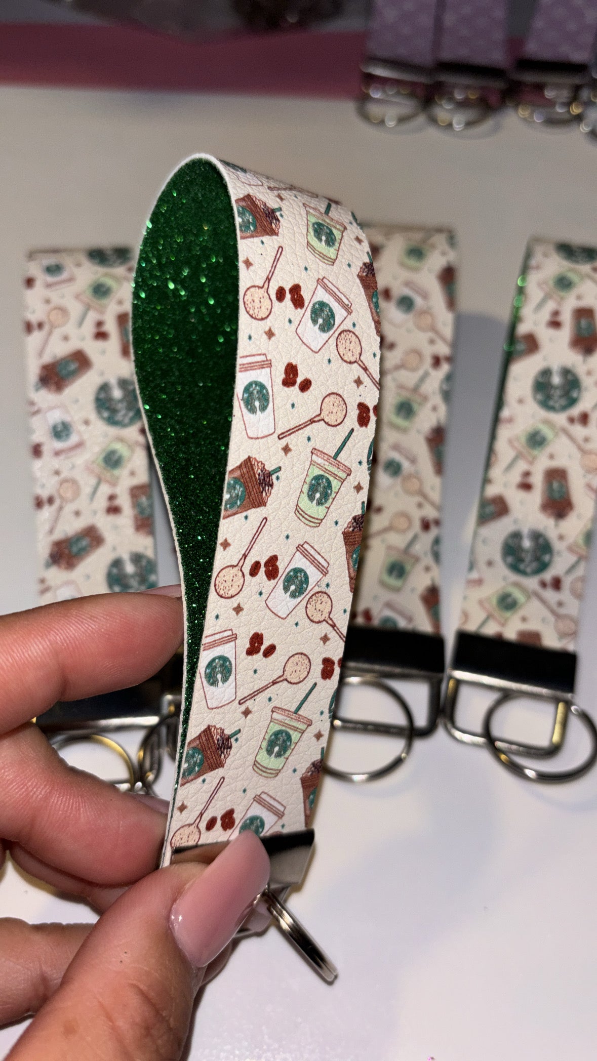 Coffee keychain wristlet
