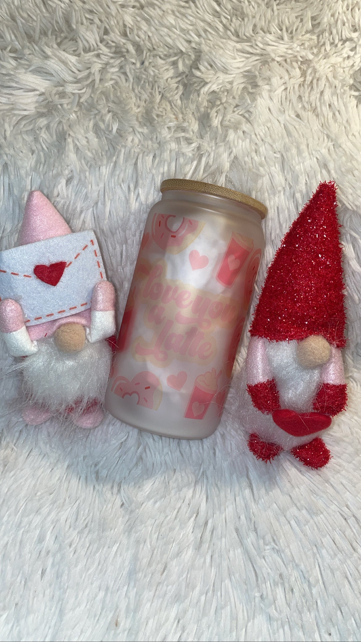 VDay Love you a Latte 16oz Frosted glass can cup