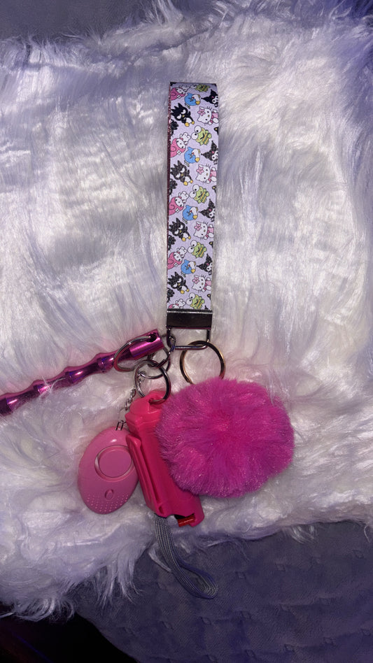 Pink Kitty n Friends Safety Keychain 5pc set